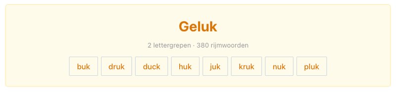 Het woord van de dag op Watrijmtop.nl met rijmwoorden